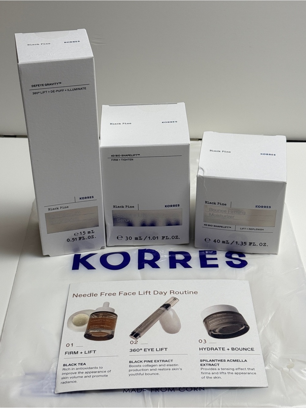 Korres Needle-Free Face Lift Day Routine full size Kit - NEW
